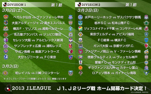 Jリーグ - 2013 J1・J2リーグ戦 ホーム開幕カード決定！